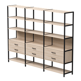 Набор стеллажных систем №9 Everprof EVO 2440x385x1840 Дуб Соната/Черный - Фото предпросмотра